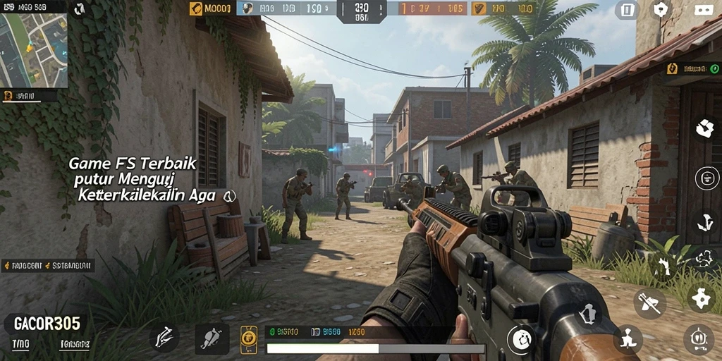 Tampilan gameplay mendebarkan dari GACOR305 dengan aksi tembak-menembak yang intens.