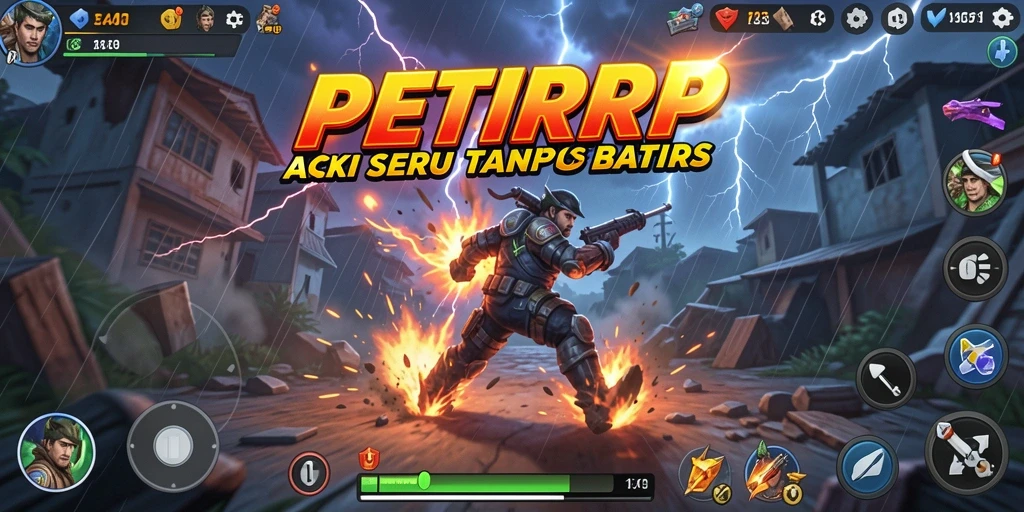Gameplay aksi seru PETIRRP menampilkan pertarungan epik.