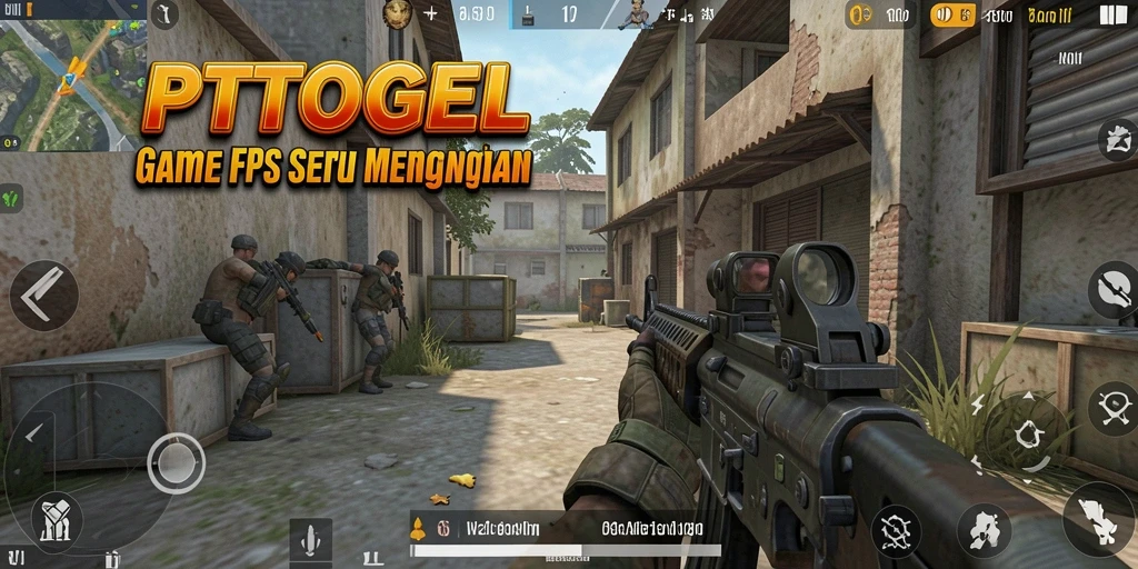 Screenshot PTTOGEL menunjukkan aksi tembak-menembak yang intens.