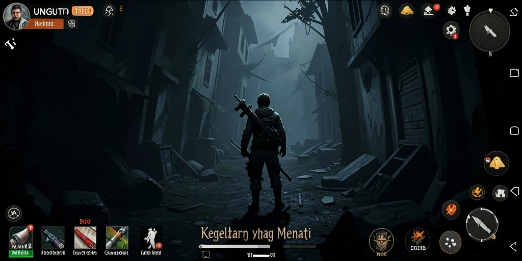 Tampilan gameplay menegangkan di UNGUTOTO dengan suasana mencekam.