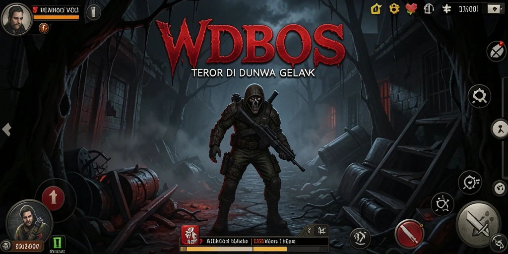 Screenshot utama WDBOS menampilkan gameplay menegangkan di lingkungan gelap.